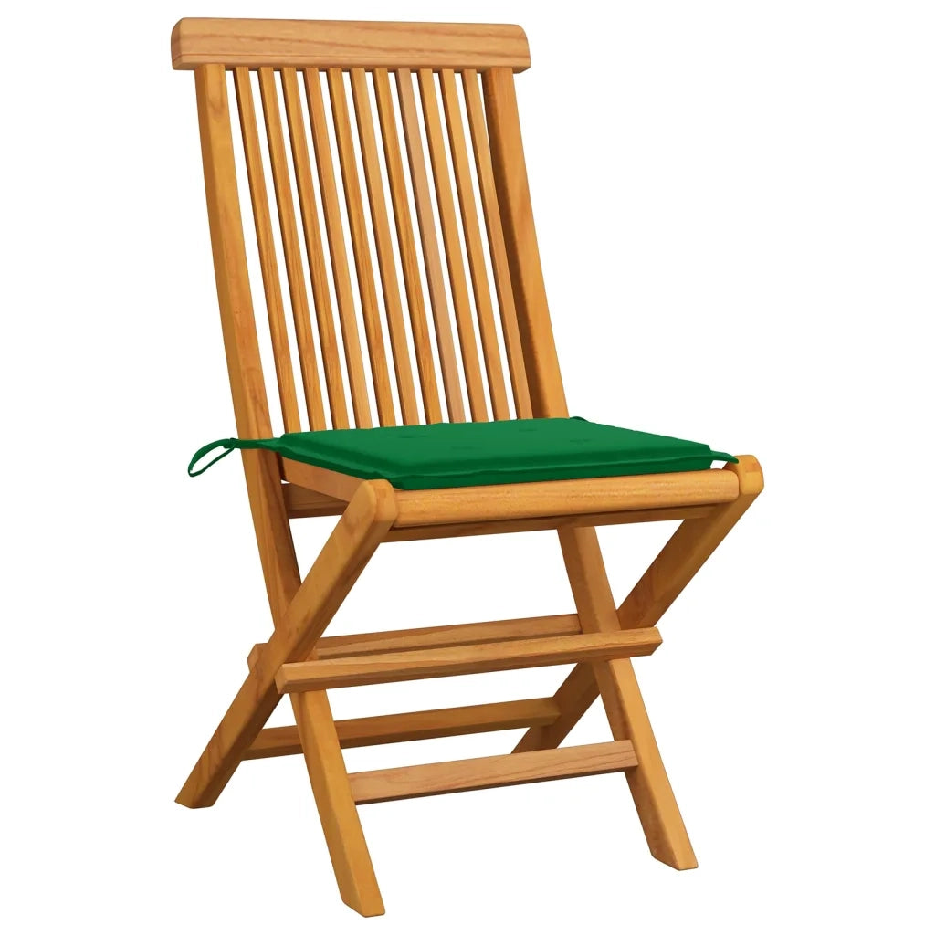 Sedie da Giardino con Cuscini Verdi 8 pz in Massello di Teak 3072922