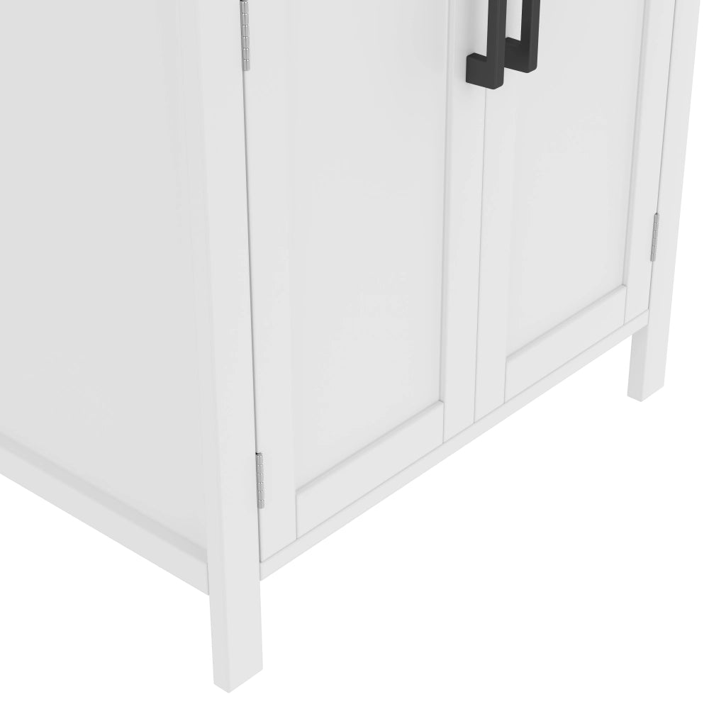 Mobile sottolavabo con lavello in ceramica, 2 ante, cassetto reversibile, ripiani regolabili, bianco 60 × 46 × 84,8 cm