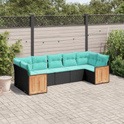 Set Divani da Giardino 7 pz con Cuscini Nero in Polyrattan 3227947