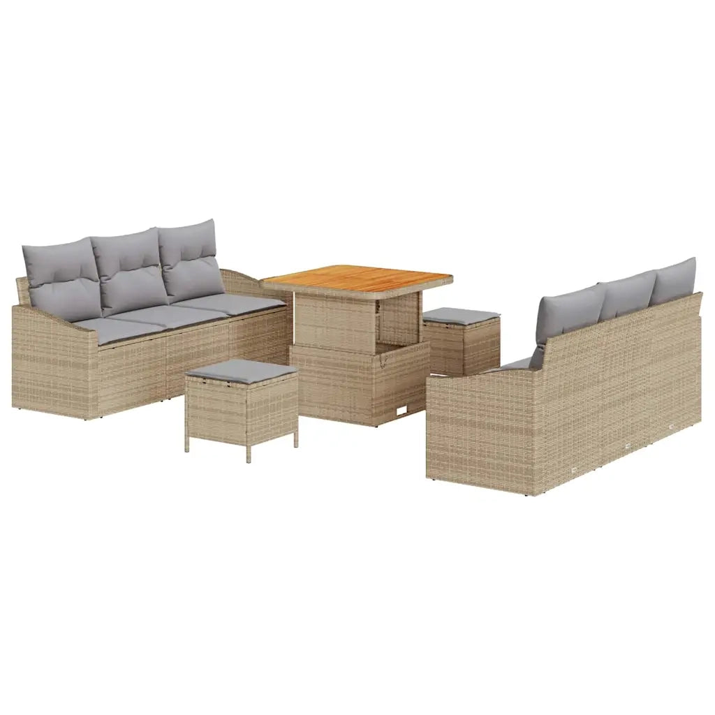 Set Divano da Giardino con cuscino 9 pcs Beige e Grigio Chiaro 3364557