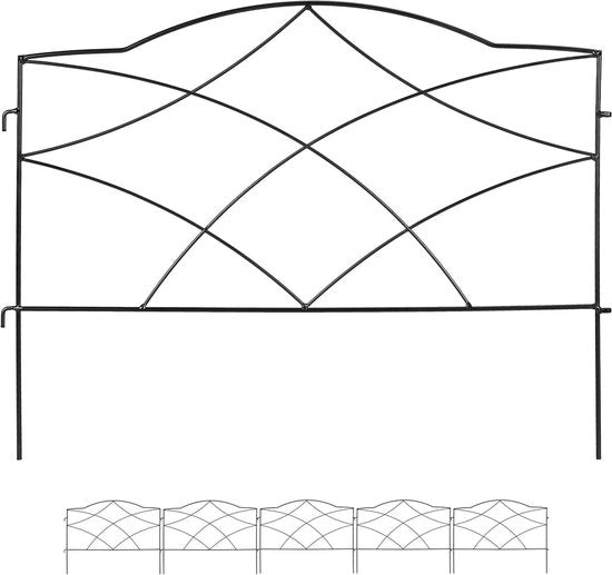 Recinzione per giardino a 6 elementi H x B 46 x 61 cm per pianta in terra recinzione bassa giardino ferro nero