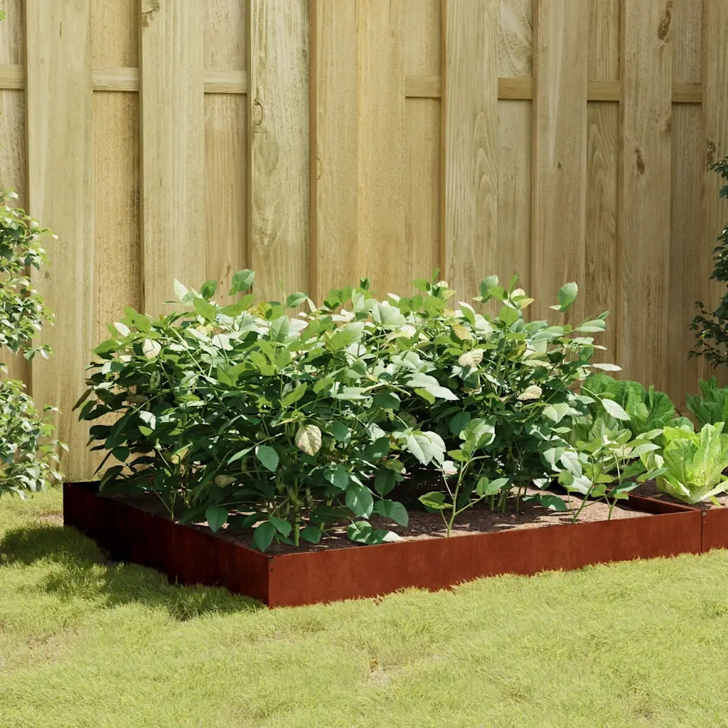 Fioriera | Cassetta per fiori | Vaso Rialzata da Giardino 100x100x26 cm in Acciaio Corten