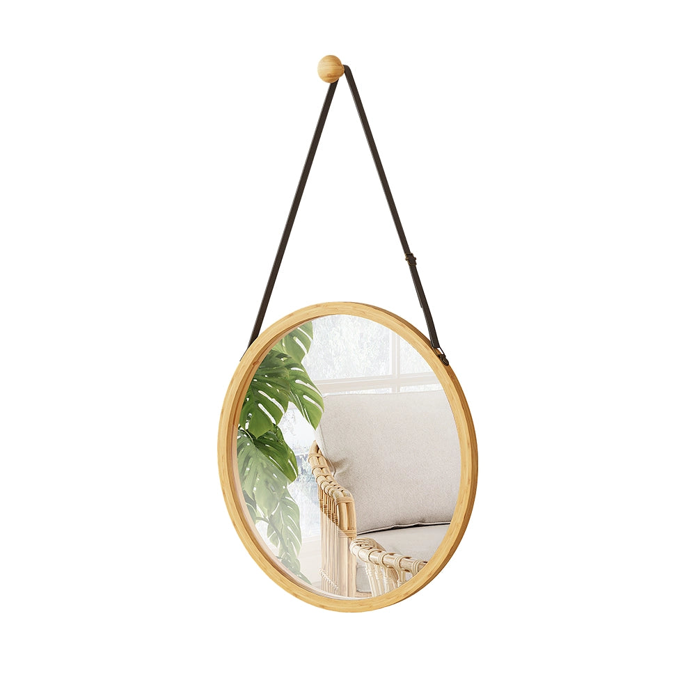 Vicco Specchio bagno Bambù 38 x 38 cm con cinturino regolabile