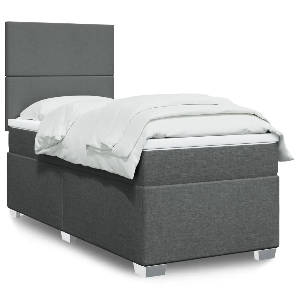 Giroletto a Molle con Materasso Grigio Scuro 90x190 cm Tessuto 3292637