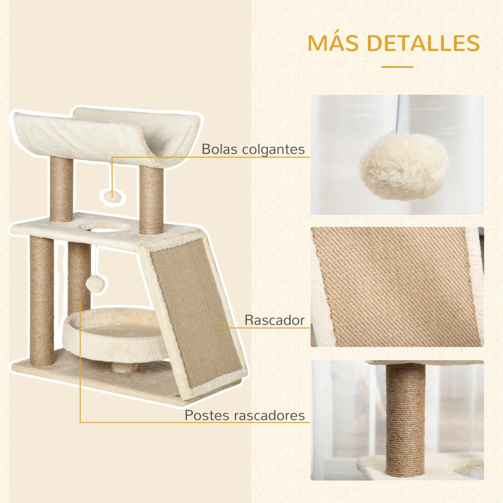Casetta Gatto con Yute e Felpa ¨C zephmum ¨C 60x30x76 cm Marrone Chiaro