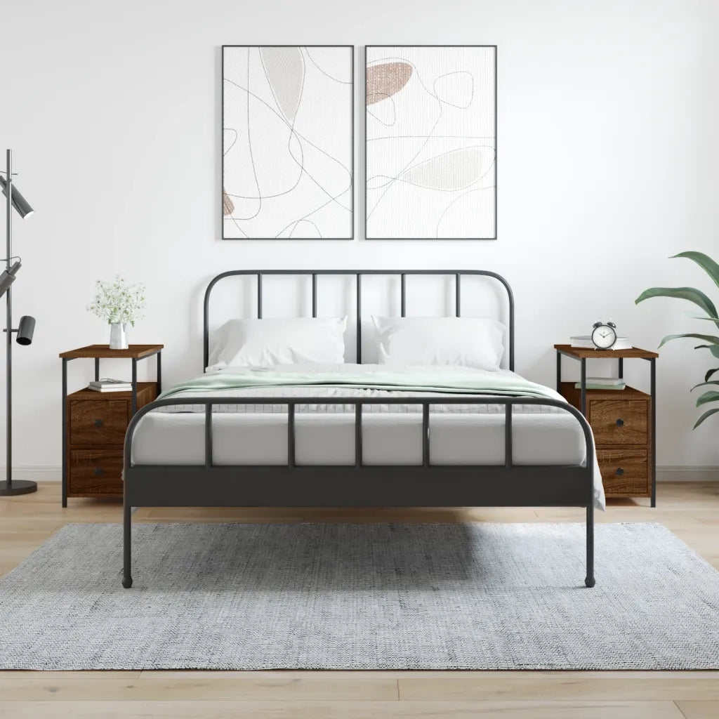 Set di 2 Comodini | Armadio da Notte | Mobiletto da notte Rovere Marrone 30x60x60 cm in Legno Multistrato
