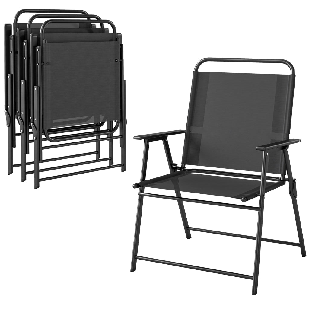 Sedia da giardino pieghevole con braccioli ¨C Zephmum ¨C Nero, Textilene