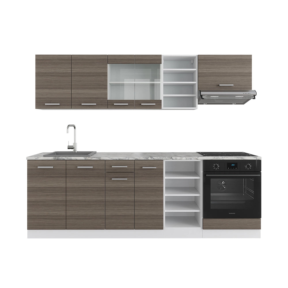 Vicco Cucina componibile Grigio prezioso/bianco 240 cm , PL Marmo