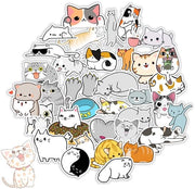Sticker acqua resistente 100 pezzi - Sticker per gatti - Sticker PVC - Dimensioni 5-8 cm - Adatto per superfici liscie - Decorativi