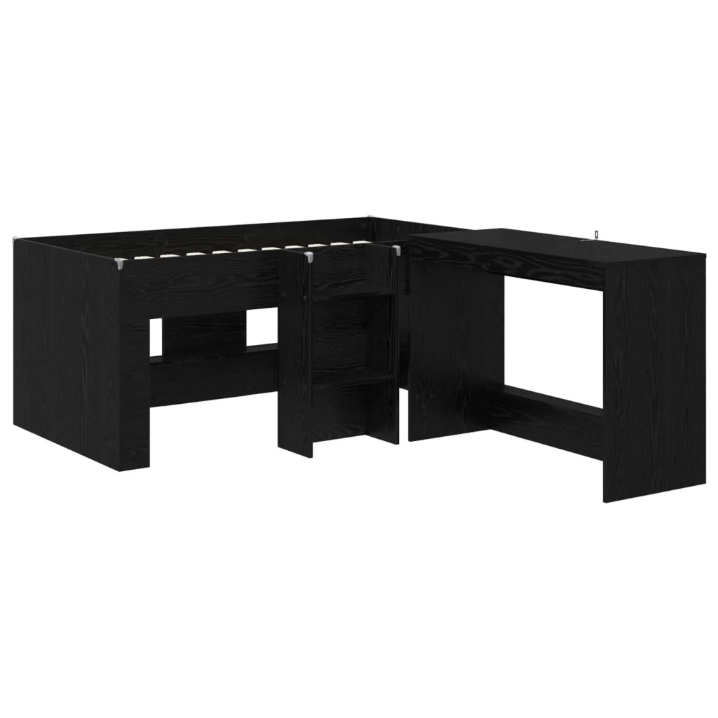 Letto alto per bambini con scrivania 2 pz Rovere Nero 3423463