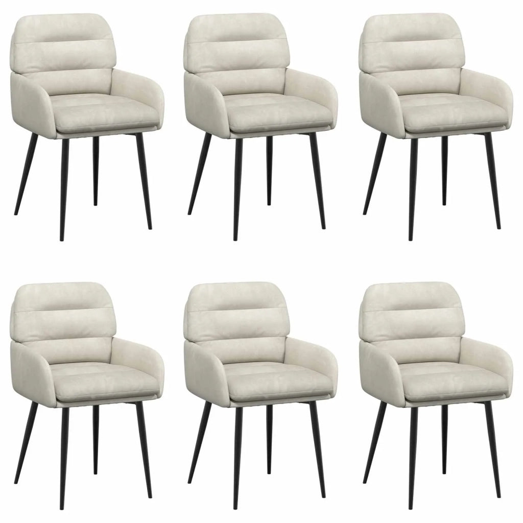 Sedie da pranzo 6 pz Velluto Crema 59 x 59,5 x 90 cm 3428253