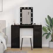 Tavolo da trucco  con luci LED Nero Rovere 102x33x135 cm