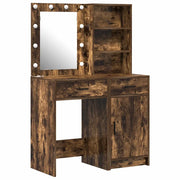 Set da Toeletta | Tavolo da Trucco con LED con cassetto 2 pz Rovere fum¨¦