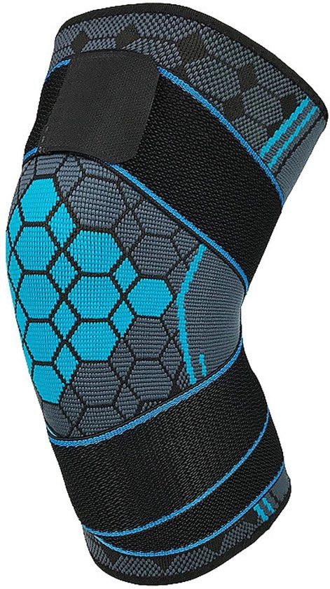 Kniebeschermers 2 in 1 hexagonali con supporto antiscivolo e chiusura nylon a scatto per corsa, basket, fitness, bicicletta e camminata, idonei per polsi da 41-48 cm