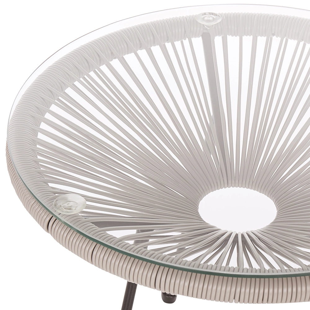 Set da Esterno Tavolino e 2 Sedie Grigio Chiaro Rattan Sintetico Moderno