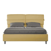 BS COM Letto matrimoniale con rete imbottito 160x190 microfibra ocra