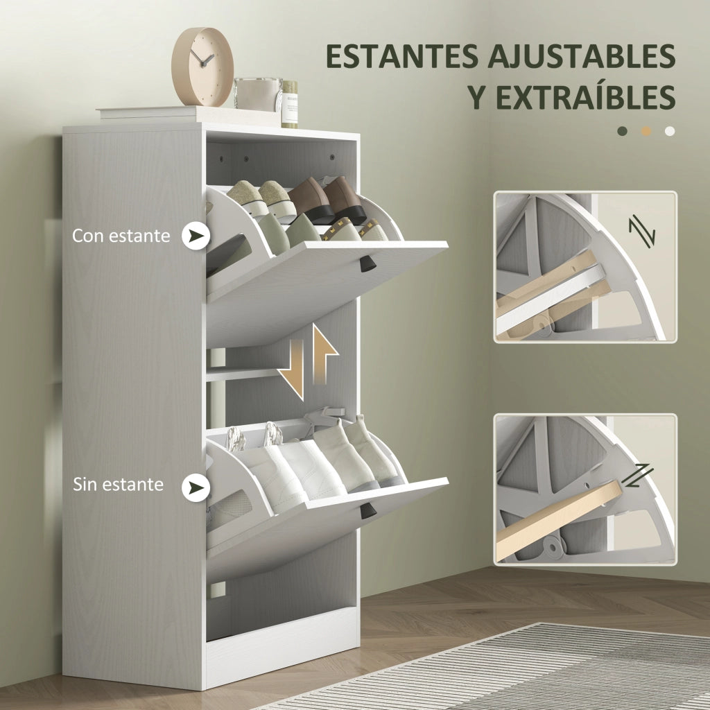 Scarpiera con 2 Cassetti ¨C zephmum ¨C Bianco Veteado 47x26x85 cm