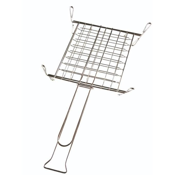 Sandrigarden 7912010 Graticola Doppia per Barbecue con Piedini Acciaio Cromato Modello Piccolo 22x27 cm
