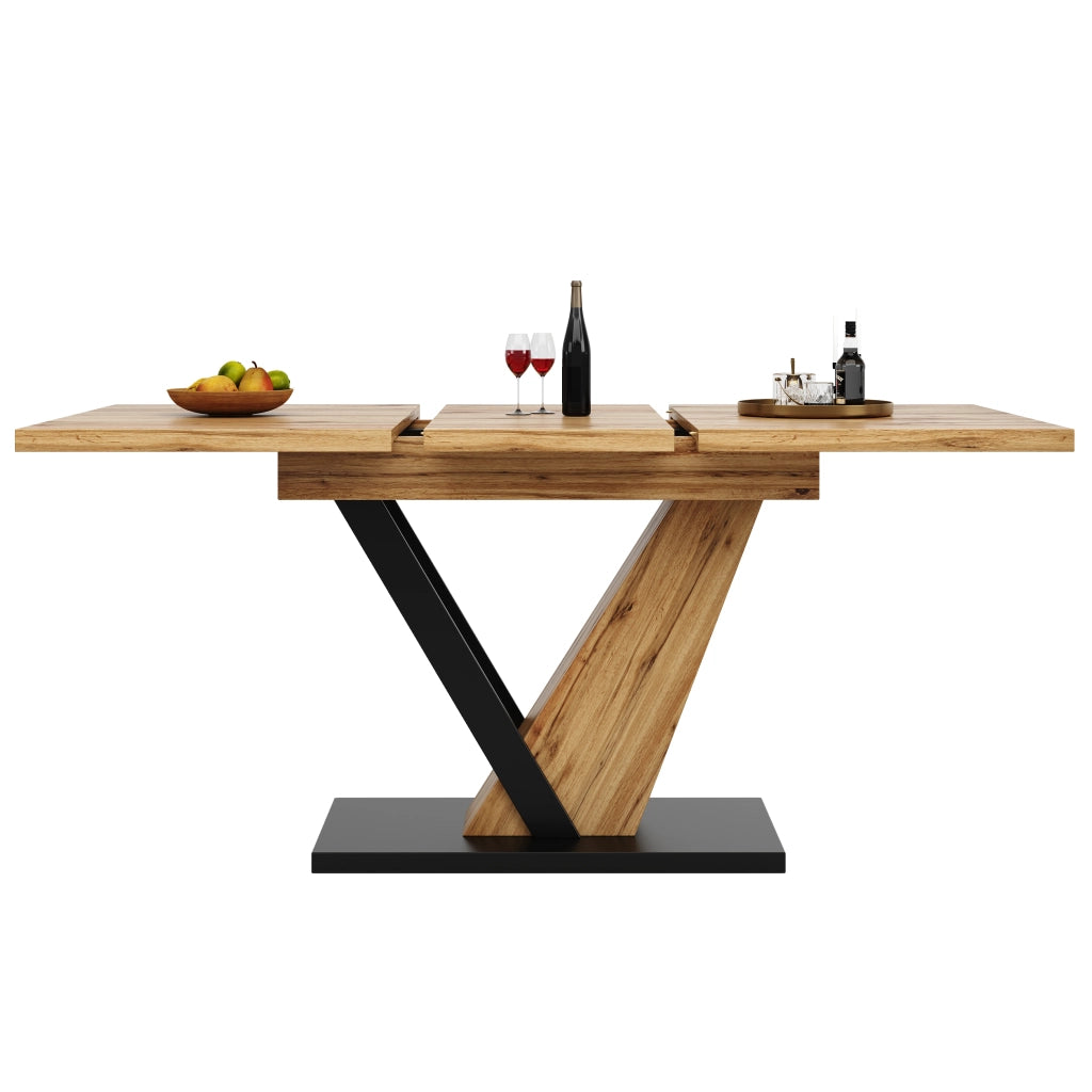 Tavolo da Pranzo Allungabile ¨C MINIMAL ¨C Piano con Effetto Legno, 120-160x75x75,5 cm