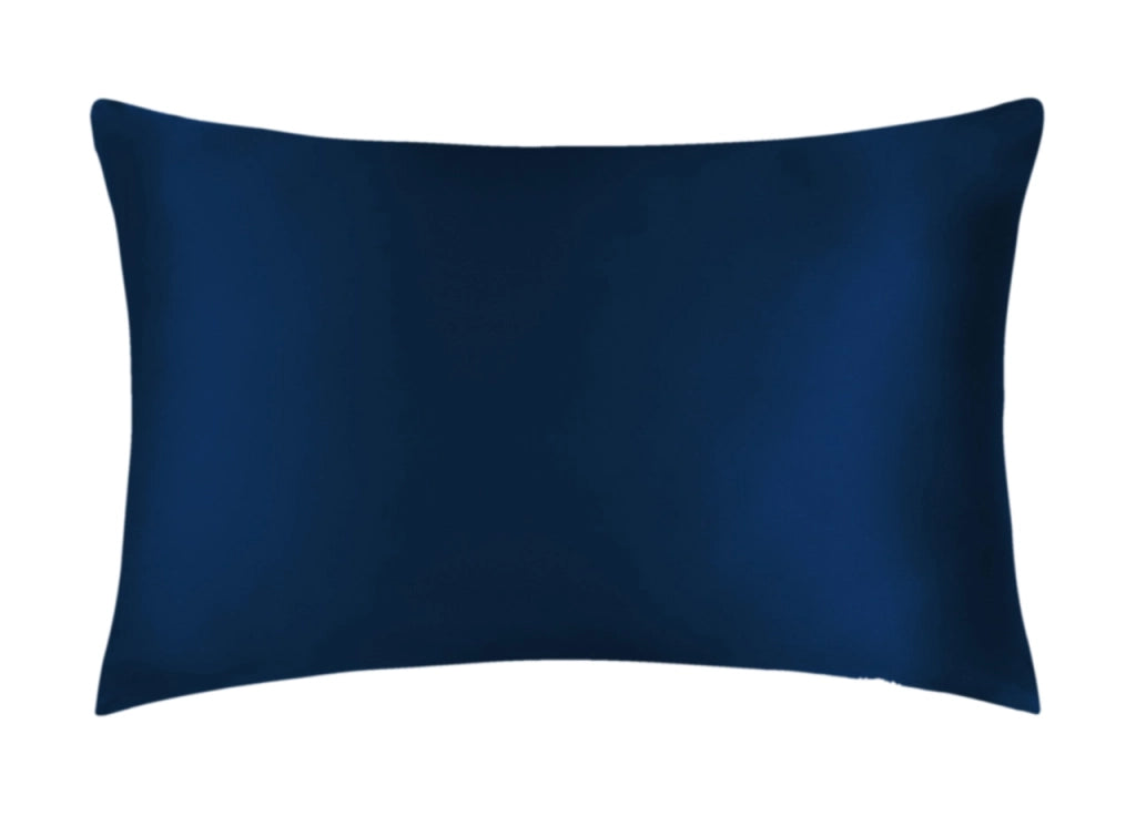 Federa Guanciale Cuscino Letto 100% Seta Chiusura Zip In Tinta Unita - Federa - Blu