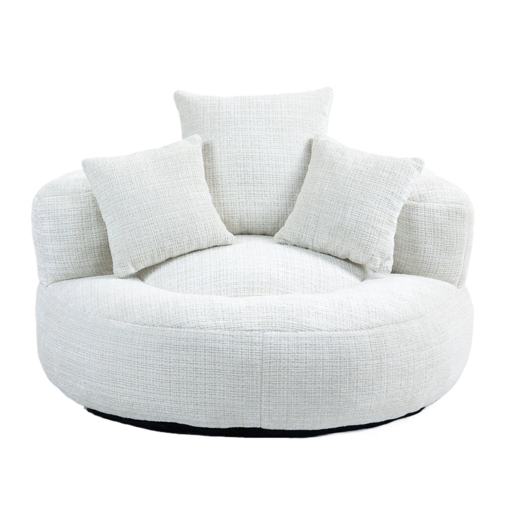 Poltrona sacco in ciniglia beige 108x108x52 cm