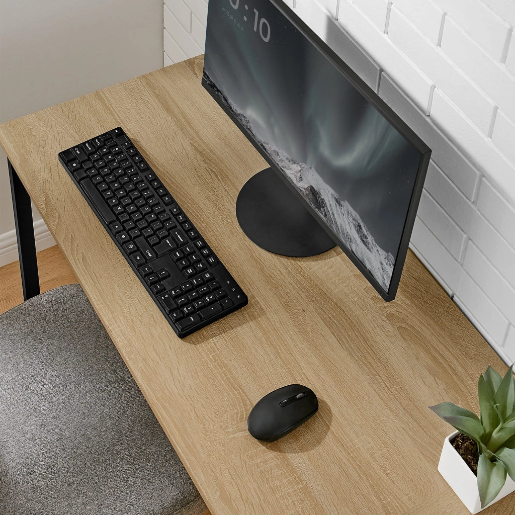 Scrivania angolare per computer Valora - Rovere Sonoma con struttura in acciaio nero 149x149