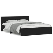 Letto matrimoniale | Letto per adulti | Giroletto con Testiera Nero 140x190 cm