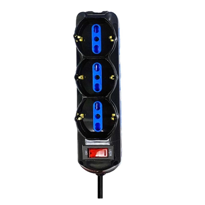 Multipresa Ciabatta Elettrica a 9 Posti 6 Prese 10A/16A + 3 Presa 10A/16A Bipasso Schuko con Interruttore e Spina 10A Cavo 5m Nero