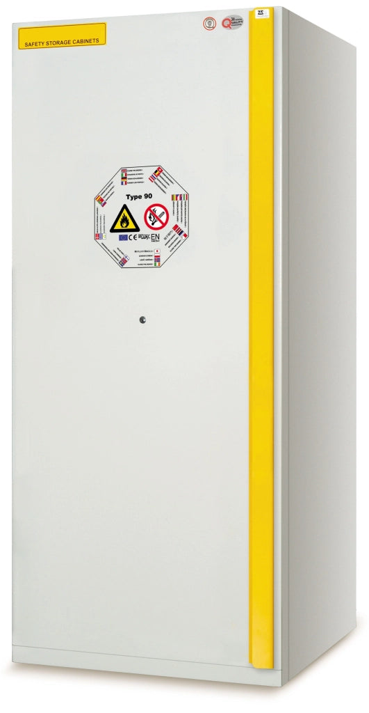 Armadio di sicurezza certificato contro il fuoco 90 minuti EN 14470-1 per prodotti liquidi e solidi infiammabili cm. 90x60x195h
