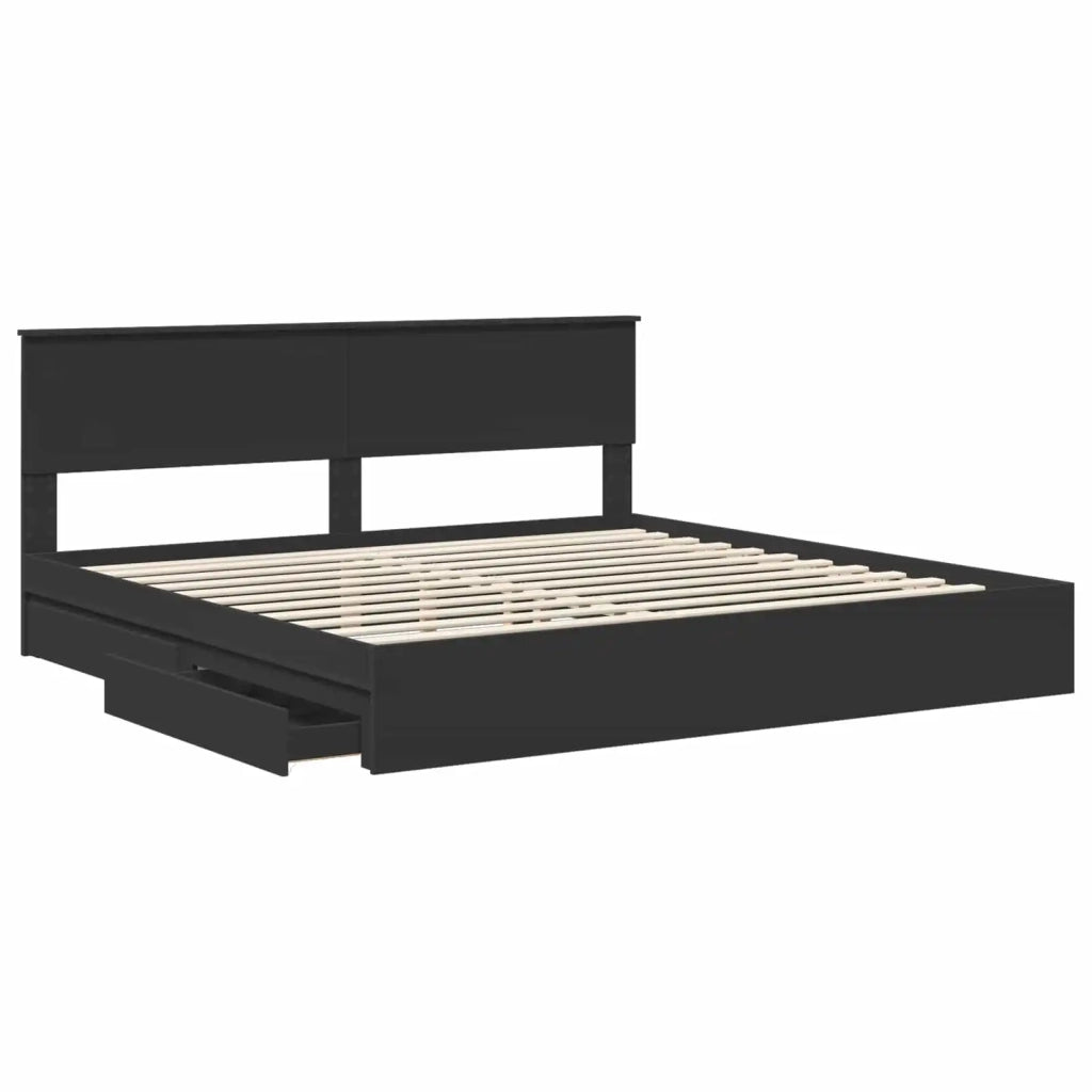 Letto con Contenitore Nero 200 x 200 cm Legno multistrato 3410764