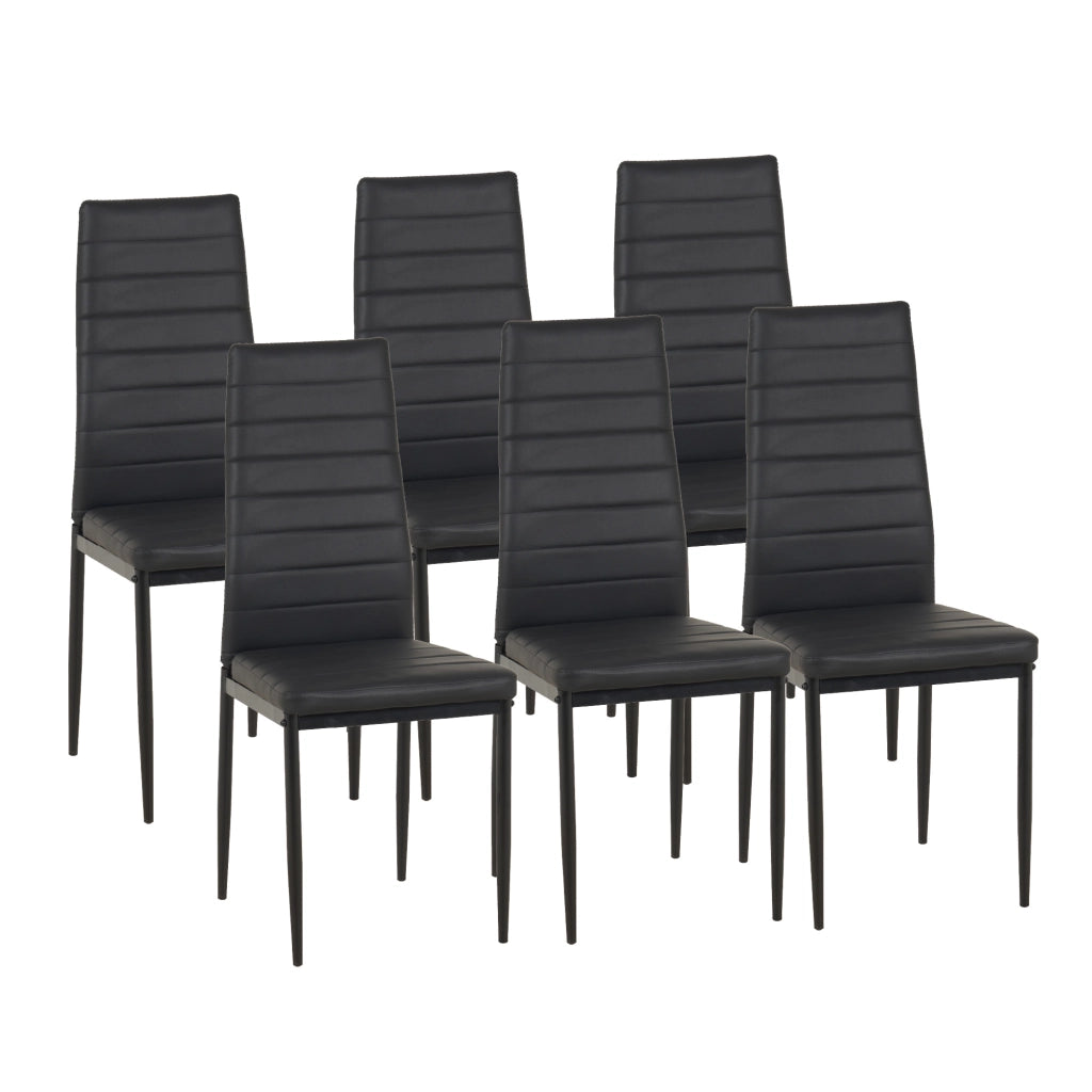 Set Sedie da Pranzo 4 o 6 Pezzi, Sedie Moderne Imbottite per Cucina Soggiorno Sala da Pranzo, Facile Montaggio con Gambe Robuste, Rivestimento in Pelle Sintetica  Nero - 6 Pezzi