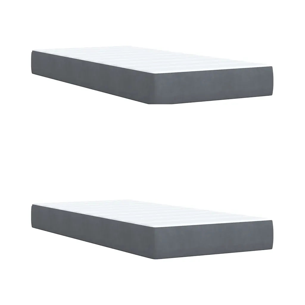 Giroletto a Molle con Materasso Grigio Scuro 200x200 cm Velluto
