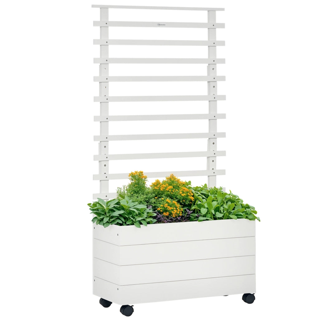 Fioriera Verticale con Traliccio e Ruote ¨C zephmum ¨C Legno 76x30x155 Bianco