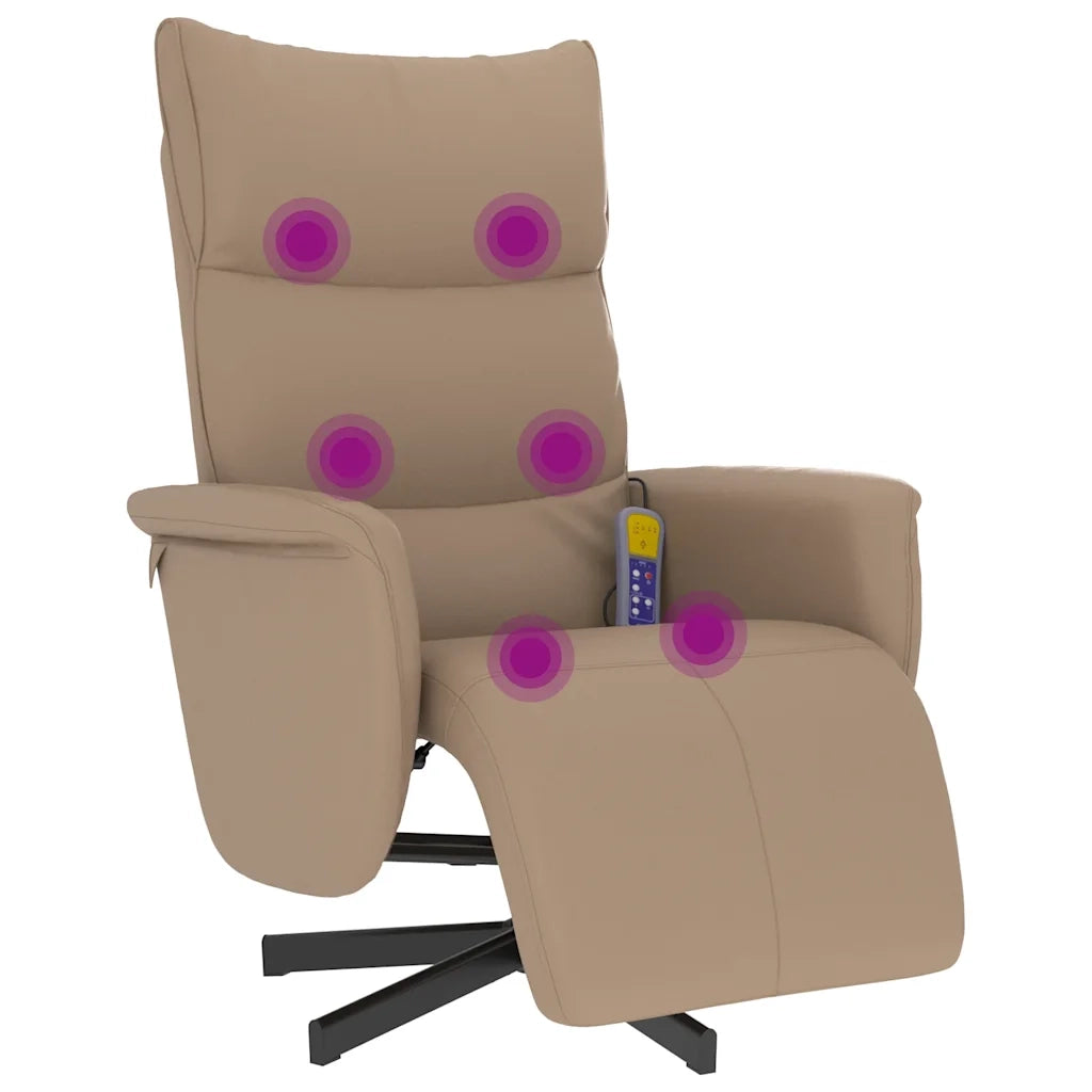 Divano Sedia-Poltrona Reclinabile Massaggi Poggiapiedi Cappuccino Similpelle 146478