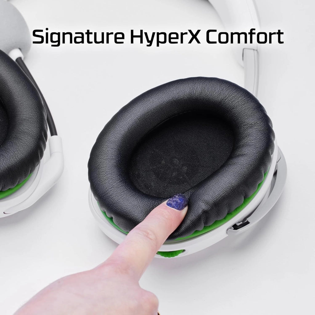 CloudX Stinger II, Cuffie da Gaming, Connessione Cablata a 3,5mm, Telaio in Plastica, Cuscinetti in Memory Foam Rivestiti in Similpelle, Comandi sul Padiglione, Adatto per Xbox, Bianco/Verde