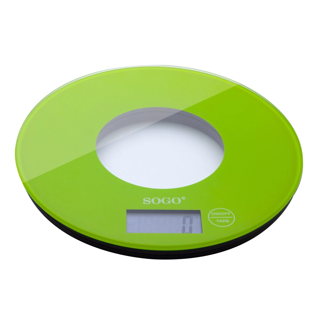 Bilancia da cucina digitale con display LCD, capacità 5kg graduazione 1g, corpo vetro colorato verde - SOGO