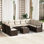 Set Divano da Giardino 10 pcs Marrone e Crema polyrattan 3355217