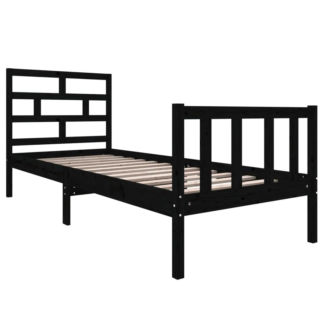 Giroletto in Legno Massello Nero 75x190 cm Small Single