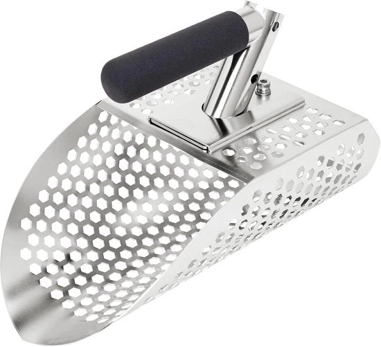 Zolletta per metalldetettori con setaccio in acciaio inox, zolletta per metalldetettori con setaccio, zolletta per metalldetettori per ricerca di tesori sommersi, zolletta rapida per sabbia e sabbia marina con setaccio.