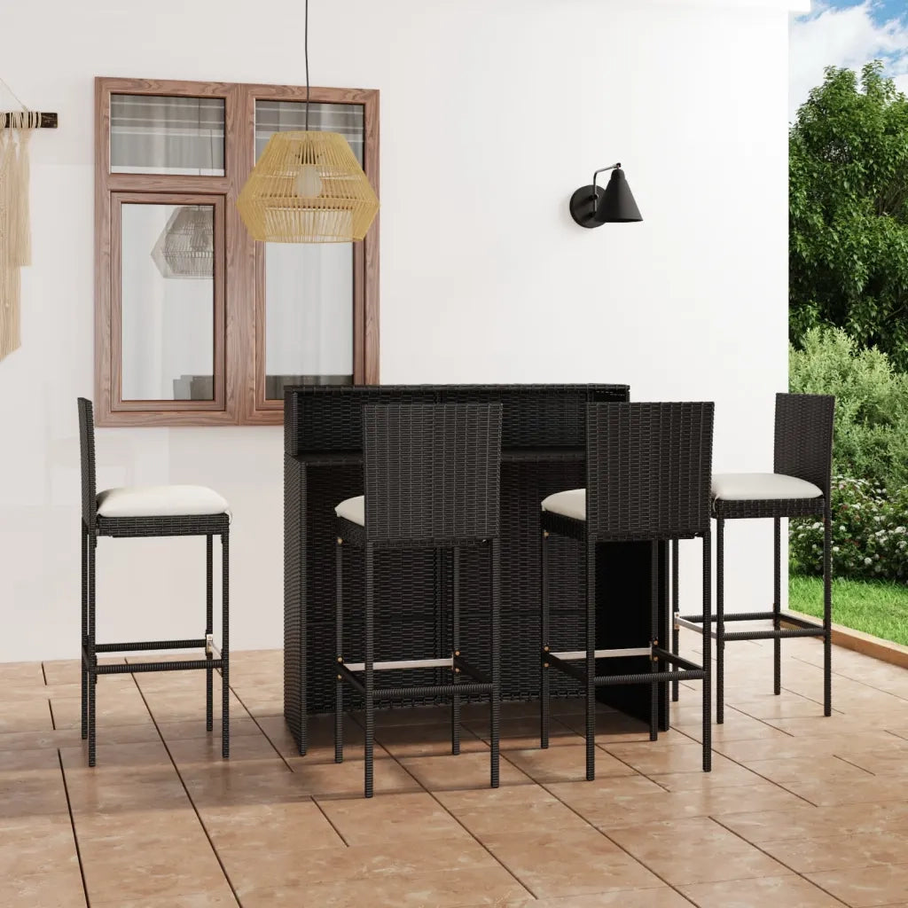 Set da Bar da Giardino 5 pz con Cuscini Nero cod mxl 42557