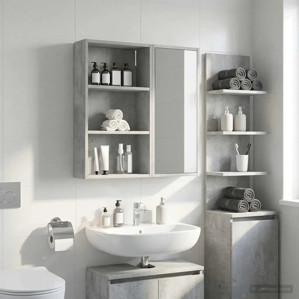 Armadio da bagno a muro Grigio Cemento 40 x 14 x 70 cm