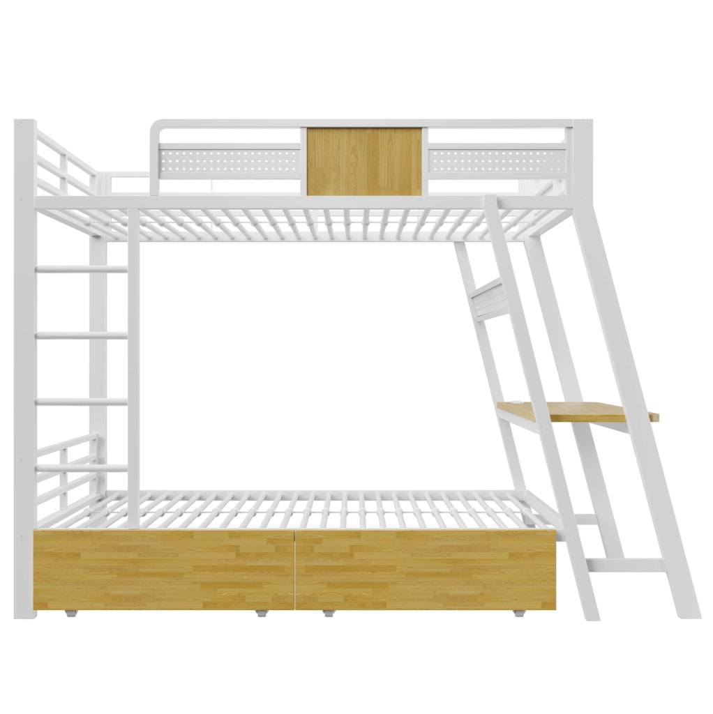 Letto a castello in metallo 90x200 cm con scrivania, LED e prese