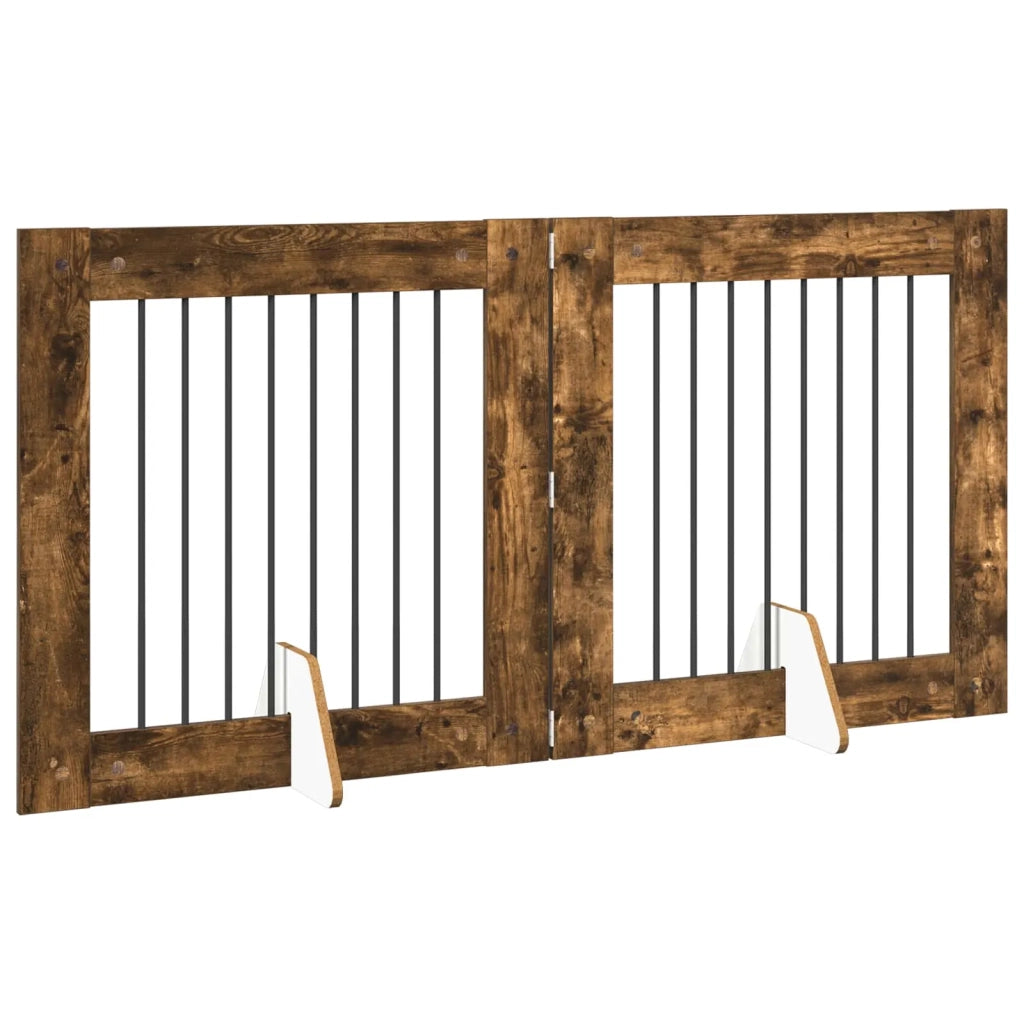 Cancello per cani con supporti 2 pcs Rovere Fumo 80 x 80 cm