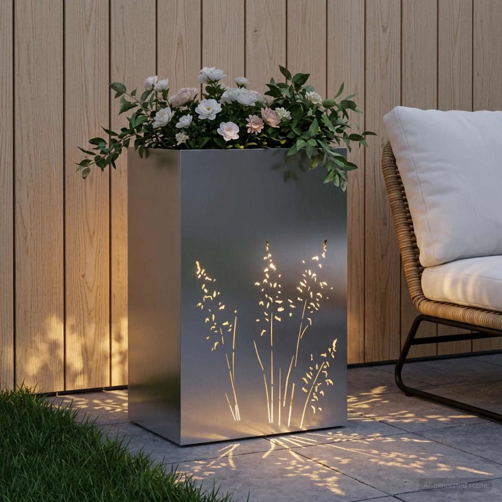 Vaso da giardino Argento 50 x 30 x 75 cm Acciaio zincato 8005788