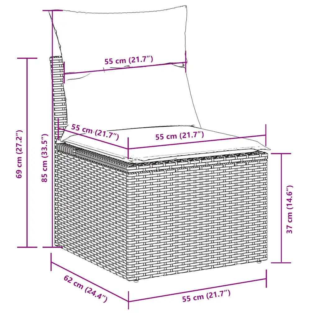 Set Divani da Giardino 11 pz con Cuscini in Polyrattan Nero 3266856
