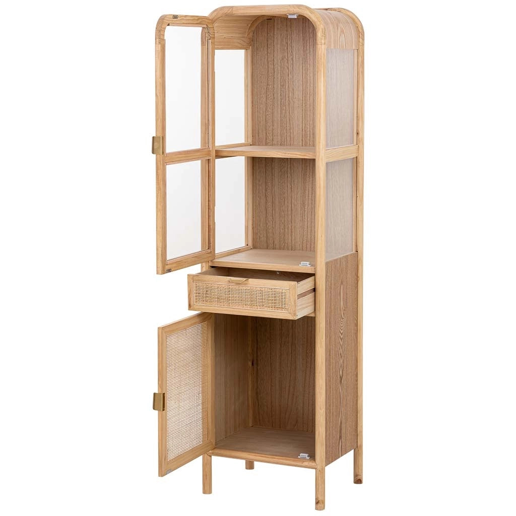 Vetrina in legno e rattan marrone 46,5x40x175h cm