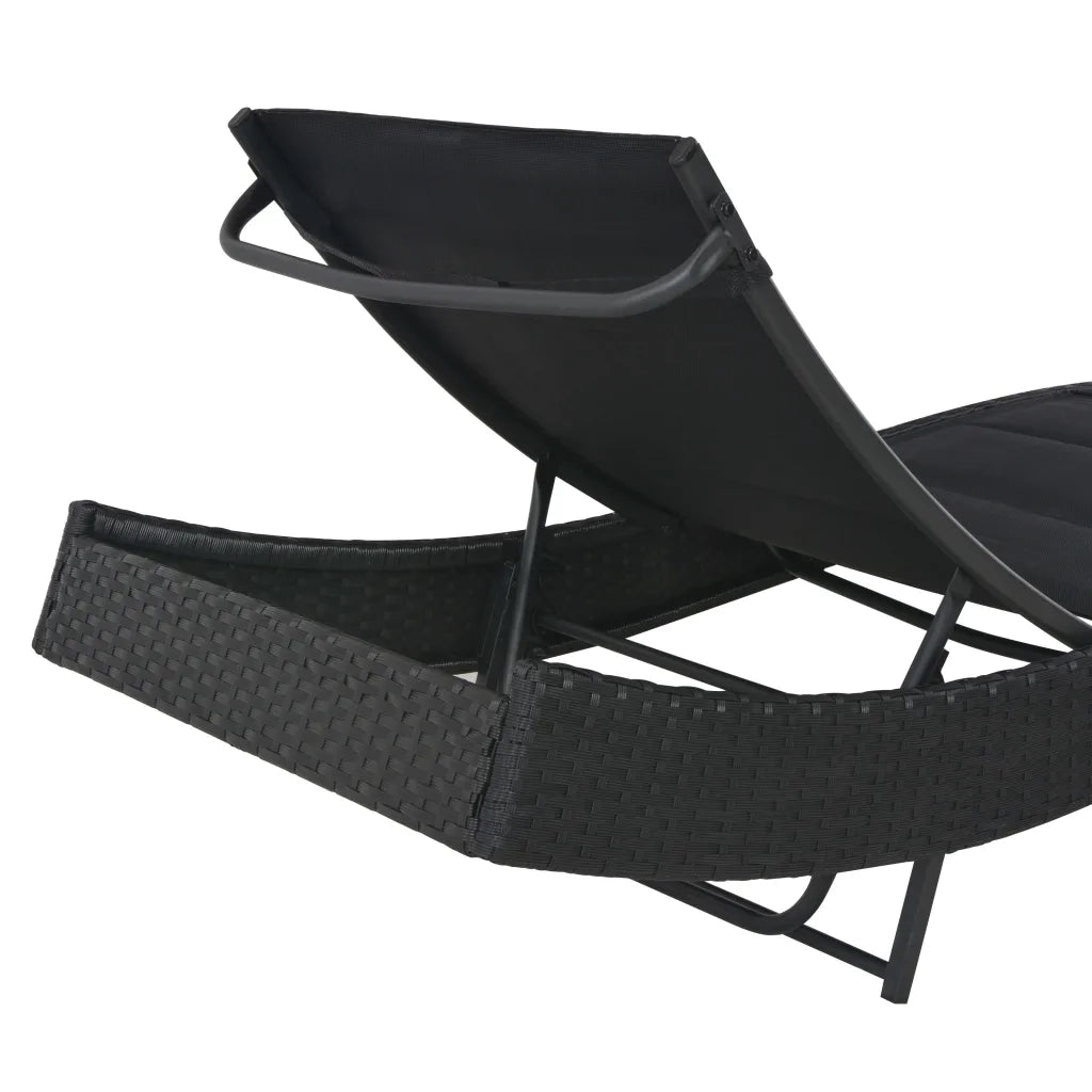 Lettino Prendisole in Polyrattan e Textilene Nero 44896