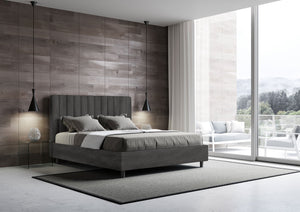 Letto Matrimoniale Francese 140x190 cm con Rete Agueda Grigio