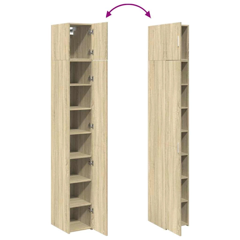 Mobile contenitore sottile 30 x 42,5 x 225 cm 8 scomparti verticali stile contemporaneo legno di rovere Sonoma 02_0055548