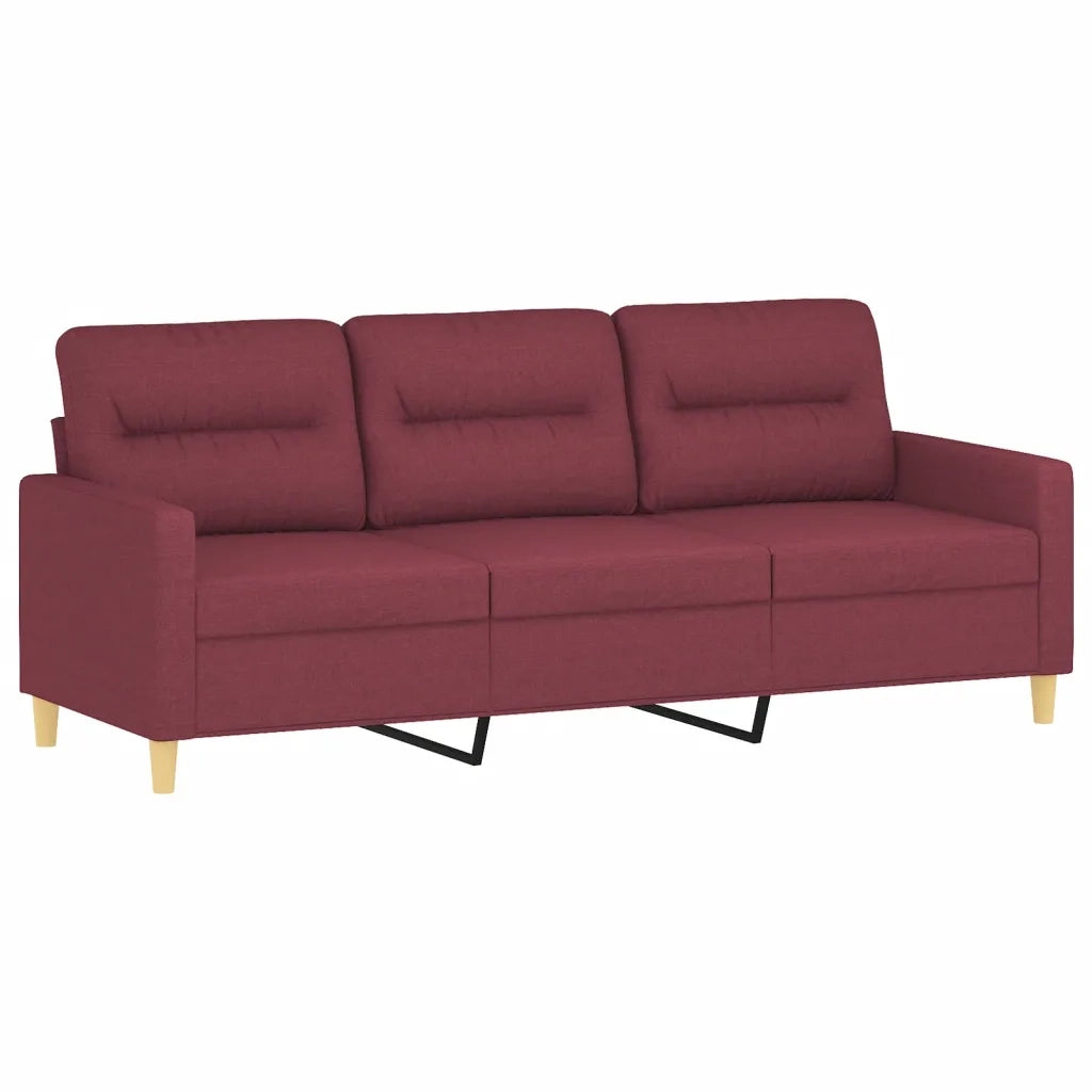 Divano a 3 Posti con Cuscini Rosso Vino 180 cm in Tessuto 3200835